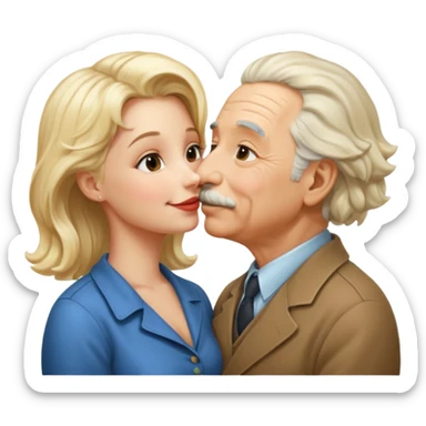 albert einstein kissing a blonde woman sticker