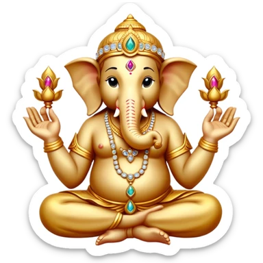 Golden and jewelled Ganesh in meditation attitude  sticker