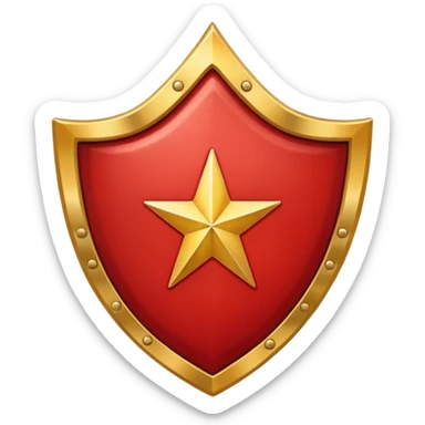 Crimson red shield with star sticker