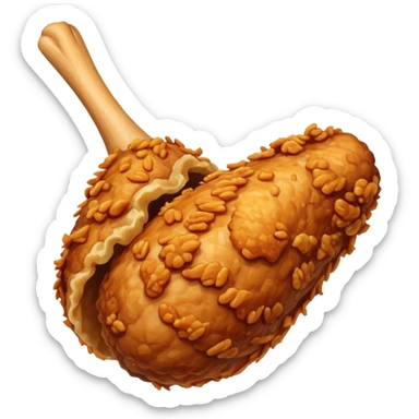 crispy fried chicken drumstick, golden-brown, light texture detail, isolated on white sticker
