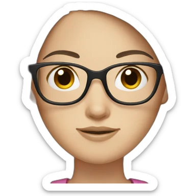 White girl with long straight dark Brown hair and glasses sticker