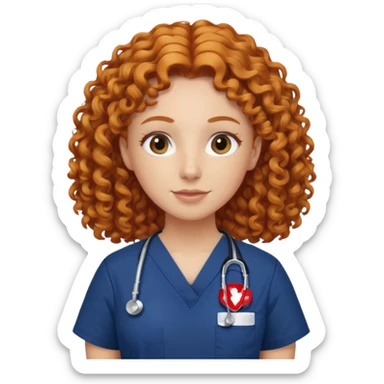 a ginger curly hair vet woman with navy blue scrub

 sticker
