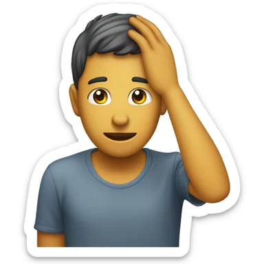 someone putting his hand on his head  sticker