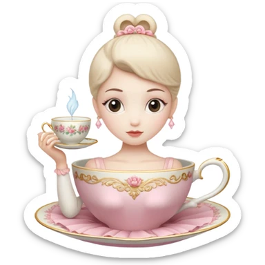Ballerina con cabeza de taza sticker