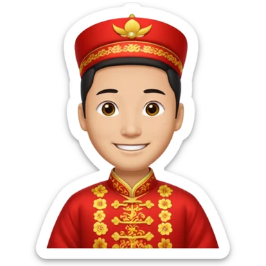 Chinese groom, traditional, culture of chinese, smiley on face. sticker