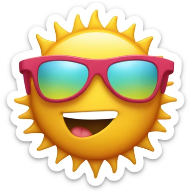 A cute, energetic sun , showing determination and focus.with vibrant colors and a playful vibe and bicycle sunglasses sticker