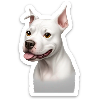 A dog white pitbull dog with pointed ears and a few blanck spots sticker