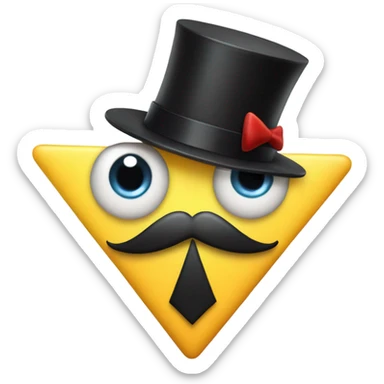 A triangle with a top hat, bow tie, one eyeball, and black arms and legs sticker