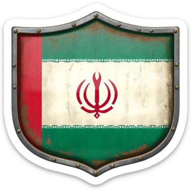 rectangular shield with the flag of Iran 1980 sticker