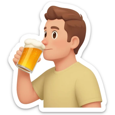 Man drinking beer sticker