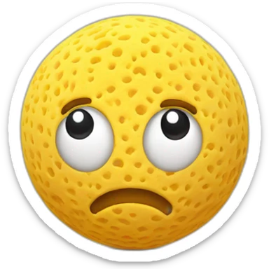 3d sphere with a cartoon sponge texture with big thoughtful eyes sticker