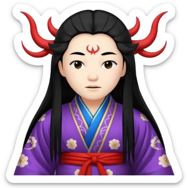 Chinese sleep demon, with traditional Chinese robe and long hair sticker