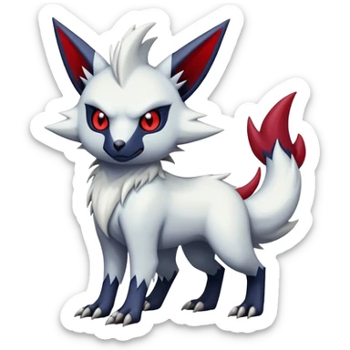 Vampiric feral emo dark Zangoose-Absol-Noibat-Fakémon-hybrid-creature (full body) sticker