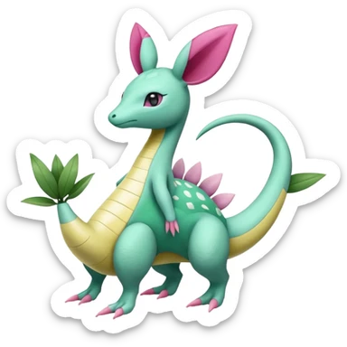 Tropical Exotic Cradily-Leavanny-Gallade-Ampharos-Inteleon-Nidoqueen-Fakémon-Pokémon-hybrid-fusion-creature, full body sticker