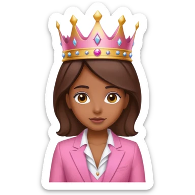 Brune girl pink suit crown sticker