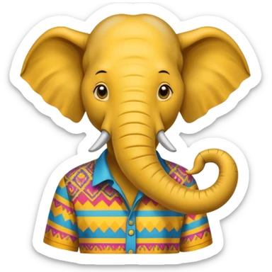 A human with a elephant head that is yellow sticker