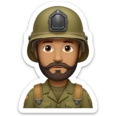 Soldier with thick brown beard and helmet.





























 sticker