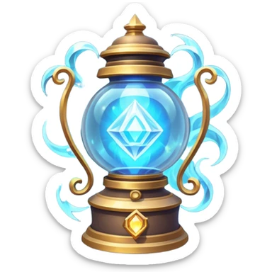 ancient fantasy magic lantern object icon, arcane crystal core, swirling magical energy, glowing runes orbiting the lantern, ethereal light beams, enchanted metal frame, powerful fantasy aura, 3D cartoon, mobile game icon style, centered, clean background, no text, no watermark
 sticker