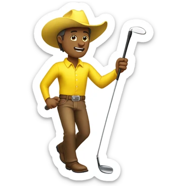 yellow cowboy hitting a golf shot sticker