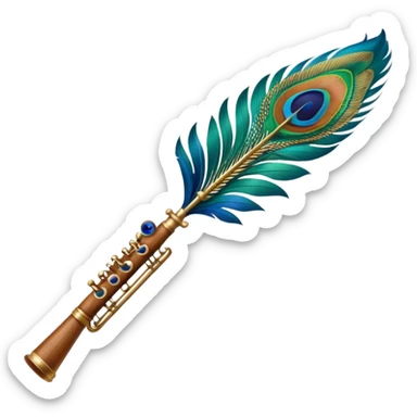Flute attached with peacock feather sticker