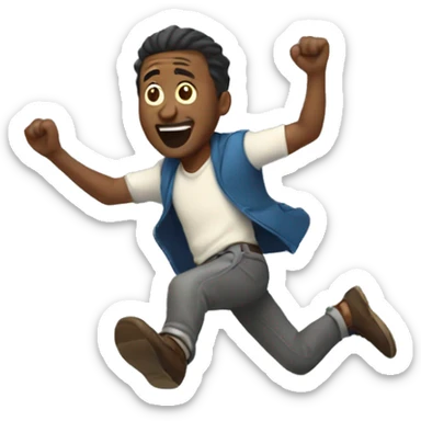 man jumping up with a dash of wind below him sticker