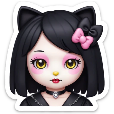 goth kawaii hello kitty lady sticker