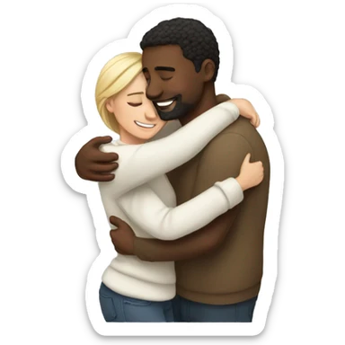 White Couple in love hug  sticker