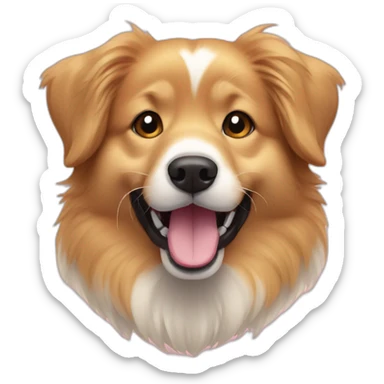 happy small mix-breed between Golden Retriever and Spitz sticker