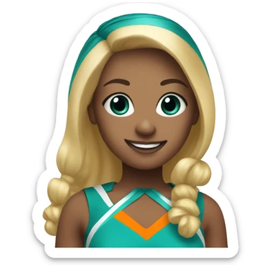 Blonde cheerleader with teal and orange uniform sticker
