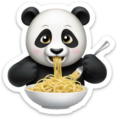 Panda eating fettuccine sticker