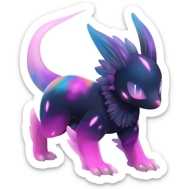Dark vibrant pastel bright neon colorful edgy exotic painted Fakémon-Pokémon-Vernid-Vaporeon-Jolteon-creature sticker