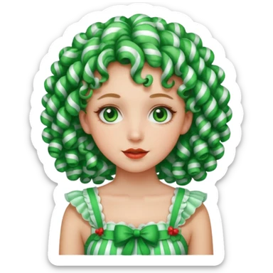 girl with curly hair made out of peppermint sticker
