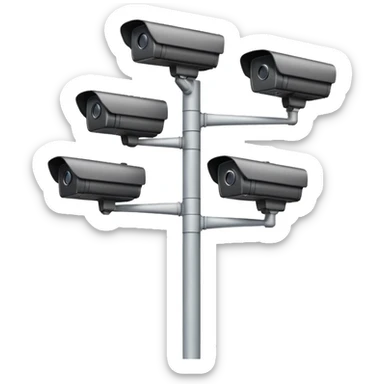 Four cctv cameras linked together on pole sticker