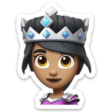 Clash royale the tower princess , white skin , black hair, and black crown on head  sticker