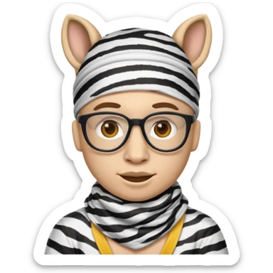 Nerd emoji with a zebra print bandana mask on sticker