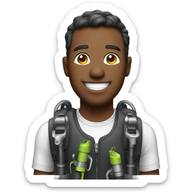 Happy man with a backpack sprayer sticker