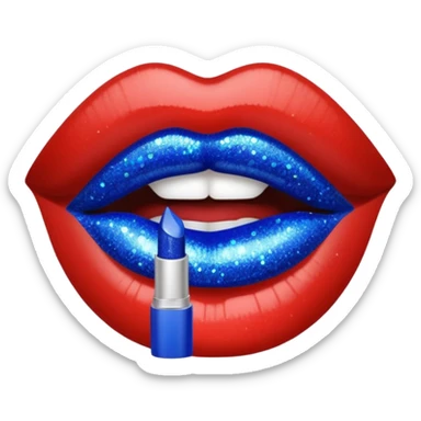 blue lipstick with glitter sticker