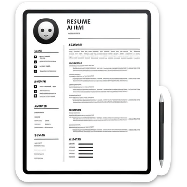 resume sheet with AI letters sticker