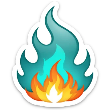 Teal and white flames sticker