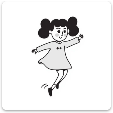 Hand-drawn little girl with pigtails and a cute dress sticker