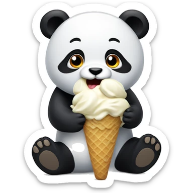 Panda eating ice cream sticker