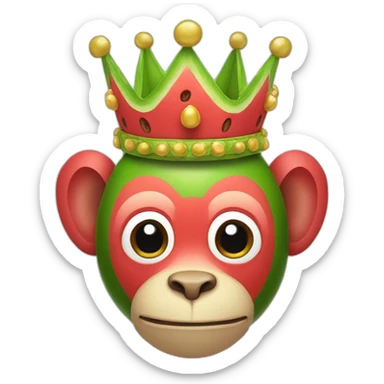 head of monkey watermelon with a crown sticker
