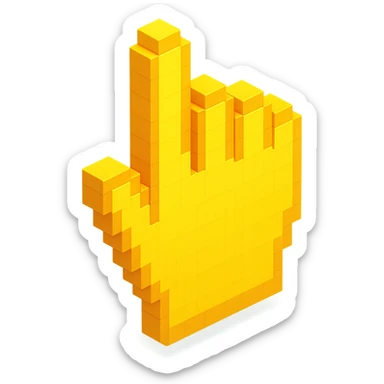 voxel hand cursor, 3D pixelated style sticker