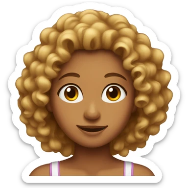 A tanned girl with curly hair sticker