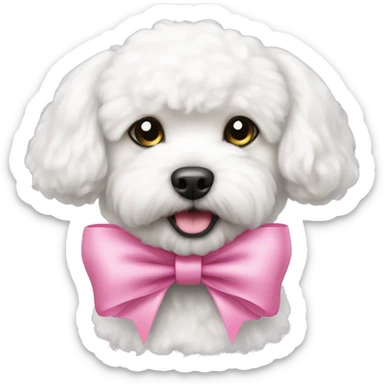 Bichon Frise dog wearing a pink bow  sticker