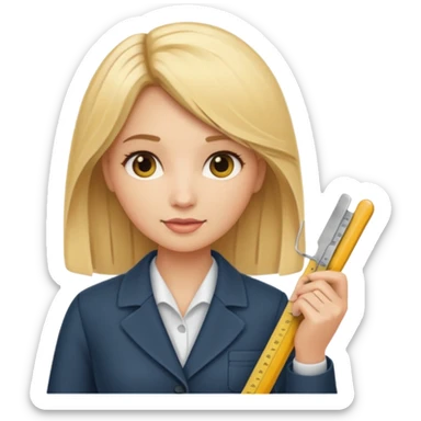 tailor woman holding measure blonde hair sticker