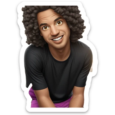 happy boy with afro hairstyle sticker