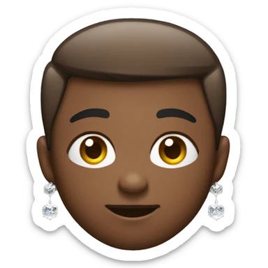 medium dark skin shrugging apple emoji with taper fade buzzcut and diamond chain. sticker
