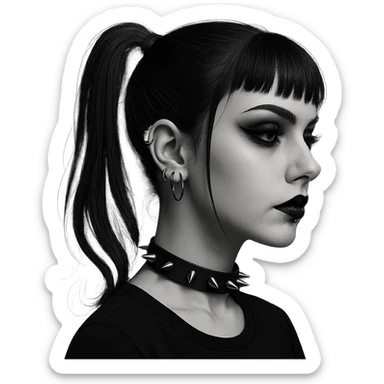 goth black white profile pic 3d  , remove background  sticker