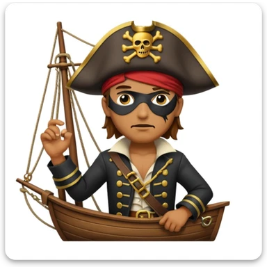 pirate with eye sailing a ship in strom sea background sticker